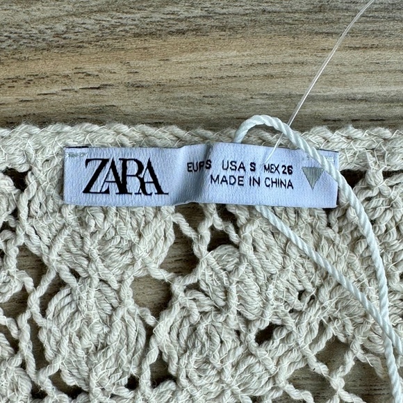 Zara Boho Ecru Floral Cotton Crochet Halter Strappy Top Size S - Picture 5 of 16